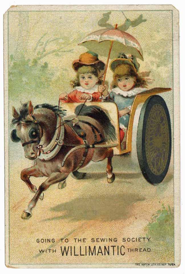 Victorian Trade Card, Willimantic Thread, cart