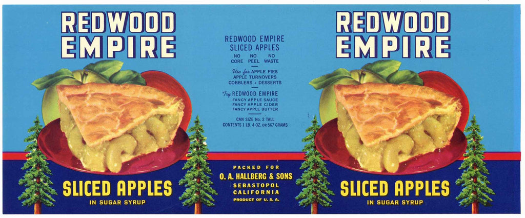 Redwood Empire Brand Vintage Sebastopol Apple Sauce Can Label
