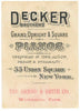 Victorian Trade Card, Decker Brothers Pianos