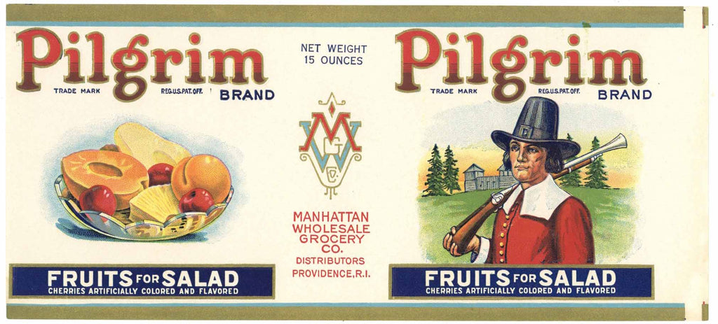Pilgrim Brand Vintage Providence Rhode Island Can Label