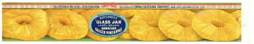 Glass Jar Brand Vintage Sliced Pineapple Can Label
