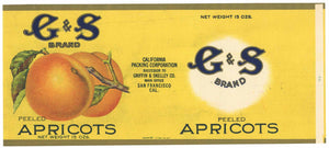 G & S Brand Vintage Griffin & Skelley Co Apricot Can Label