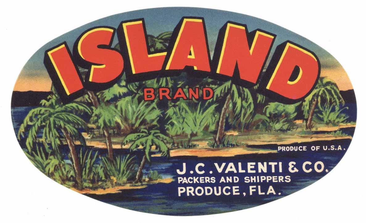 Island Brand Vintage Florida Produce Crate Label