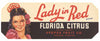 Lady In Red Brand Vintage Apopka Florida Citrus Crate Label