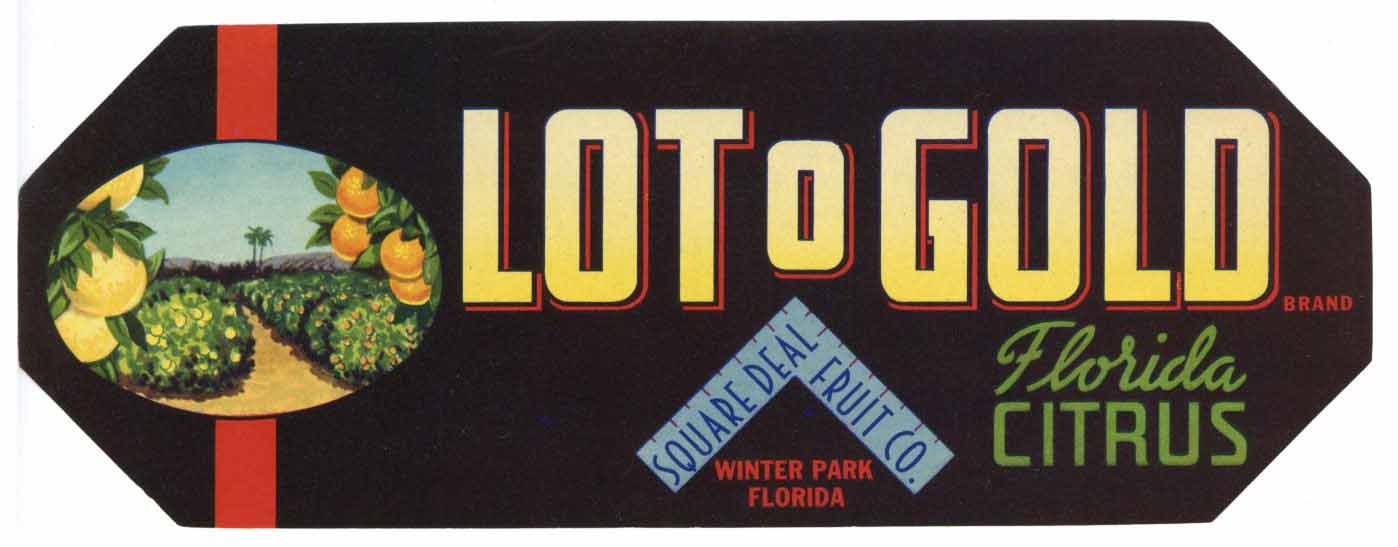 Lot O Gold Brand Vintage Winter Park Florida Citrus Crate Label
