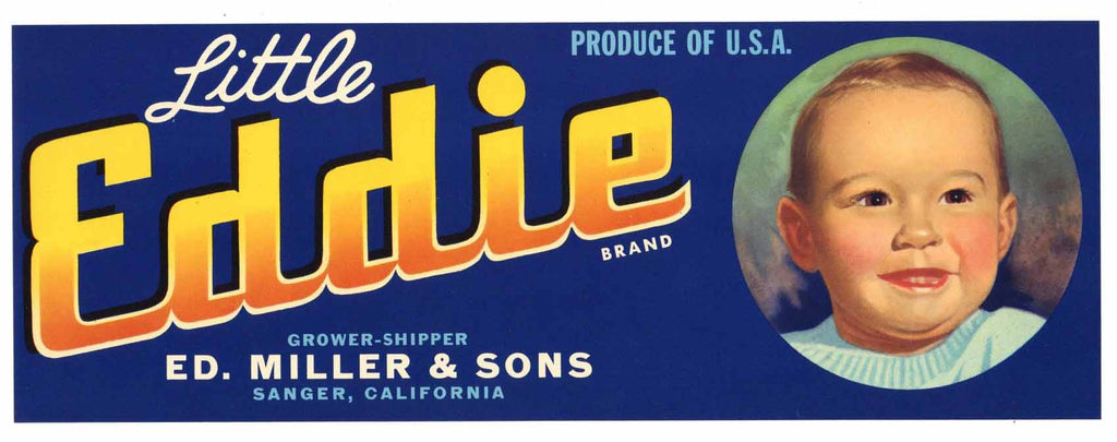Little Eddie Brand Vintage Sanger Fruit Crate Label