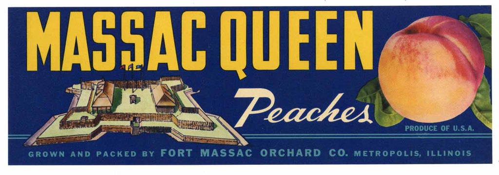 Massac Queen Brand Vintage Peach Crate Label