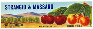 Strangio & Massaro Brand Vintage Stockton Cherry Crate Label