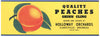 Quality Peaches Brand Vintage Clarksville Arkansas Peach Crate Label, Shinn Cling