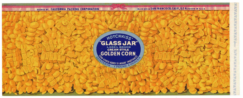Glass Jar Brand Vintage Golden Corn Can Label