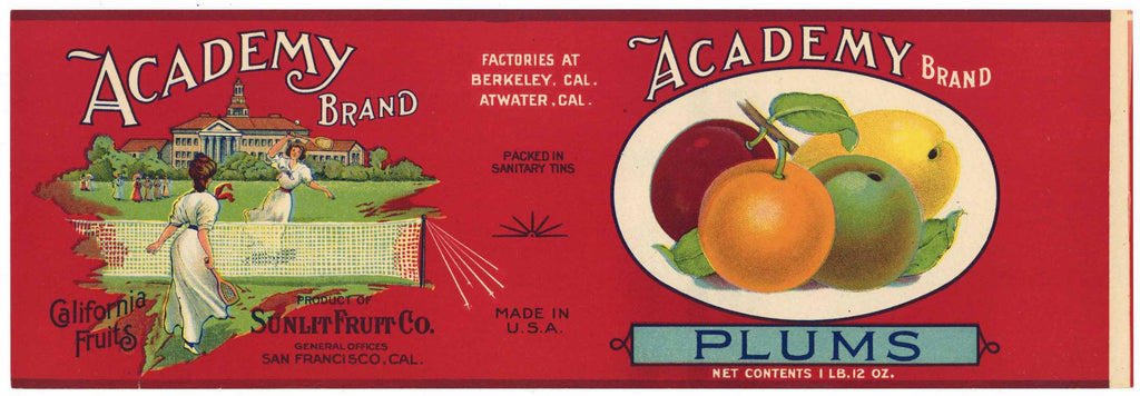 Academy Brand Vintage Plum Can Label