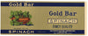 Gold Bar Brand Vintage Spinach Can Label