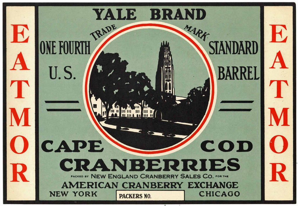 Yale Brand Vintage Cape Cod Cranberry Crate Label, 1/4
