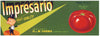 Impresario Brand Vintage Oxnard Tomato Crate Label