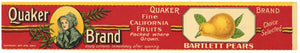 Quaker Brand Vintage Bartlett Pear Can Label