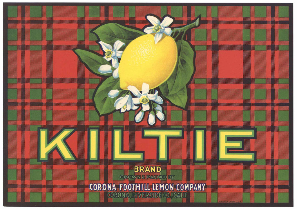 Kiltie Brand Vintage Corona California Lemon Crate Label