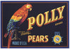 Polly Brand Vintage Pear Crate Label, Parrot