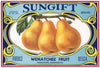Sungift Brand Vintage Wenatchee Washington Pear Crate Label