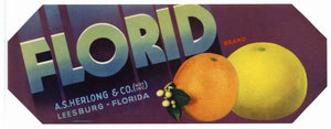 Florid Brand Vintage Leesburg Florida Citrus Crate Label