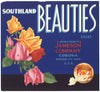 Southland Beauties Brand Vintage Corona Orange Crate Label