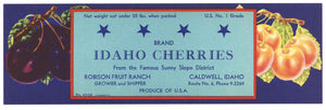 Idaho Cherries Brand Vintage Caldwell Idaho Cherry Crate Label