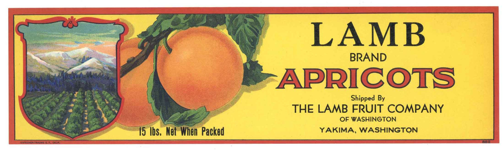 Lamb Brand Vintage Yakima Apricot Crate Label