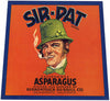 Sir-Pat Brand Vintage Sacramento Asparagus Crate Label