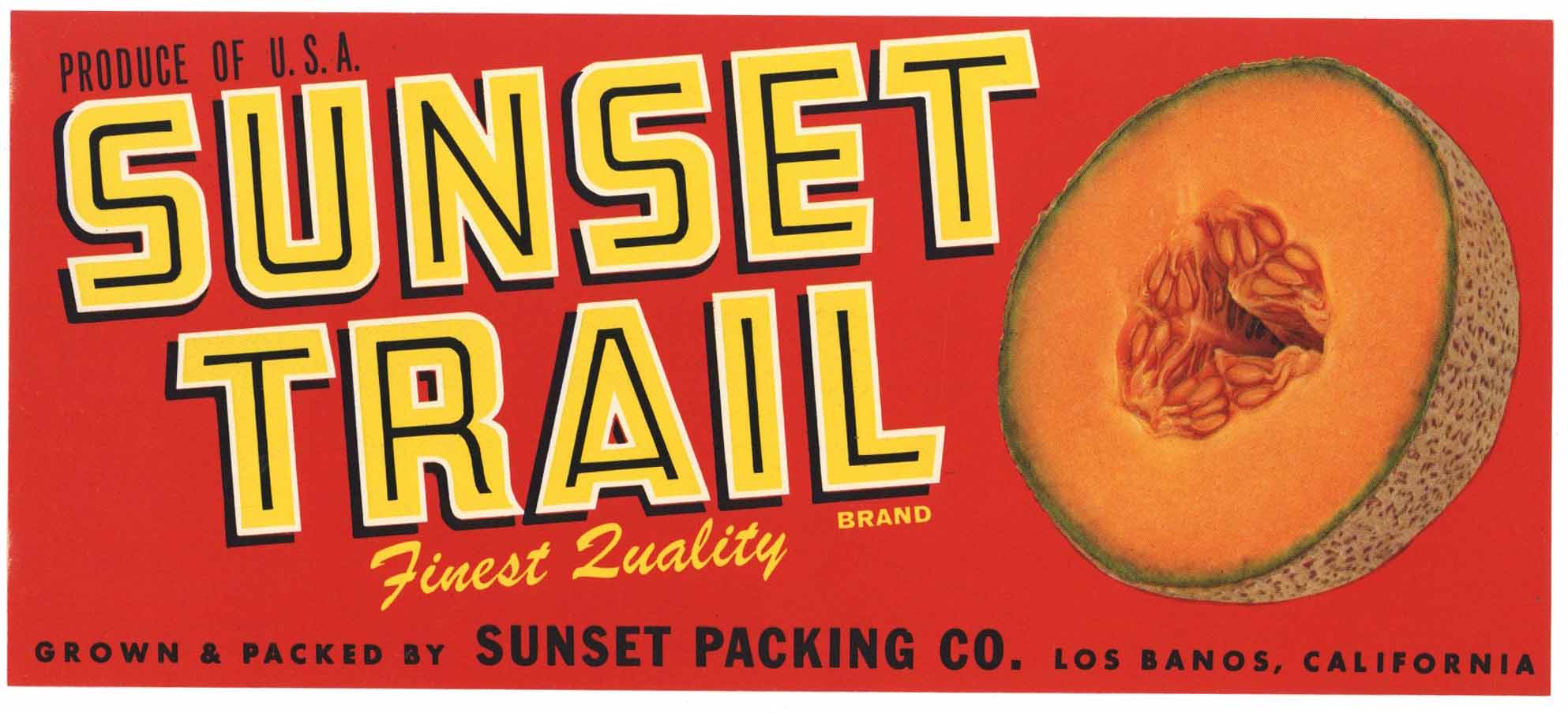 Sunset Trail Brand Vintage Los Banos California Melon Crate Label