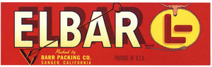 Elbar L- Brand Vintage Sanger California Produce Crate Label