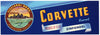 Corvette Brand Vintage Stockton California Grape Crate Label
