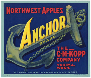 Anchor Brand Vintage Yakima Washington Apple Crate Label