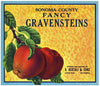 Sonoma County Fancy Gravensteins  Vintage Apple Crate Label