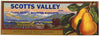 Scotts Valley Brand Vintage Lake County Pear Crate Label