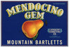 Mendocino Gem Brand Vintage California Pear Crate Label