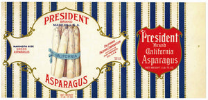 President Brand Vintage Asparagus Can Label