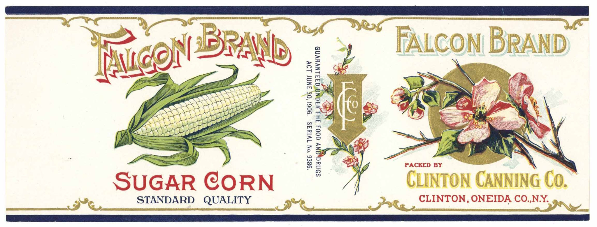 Falcon Brand Vintage Clinton New York Corn Can Label