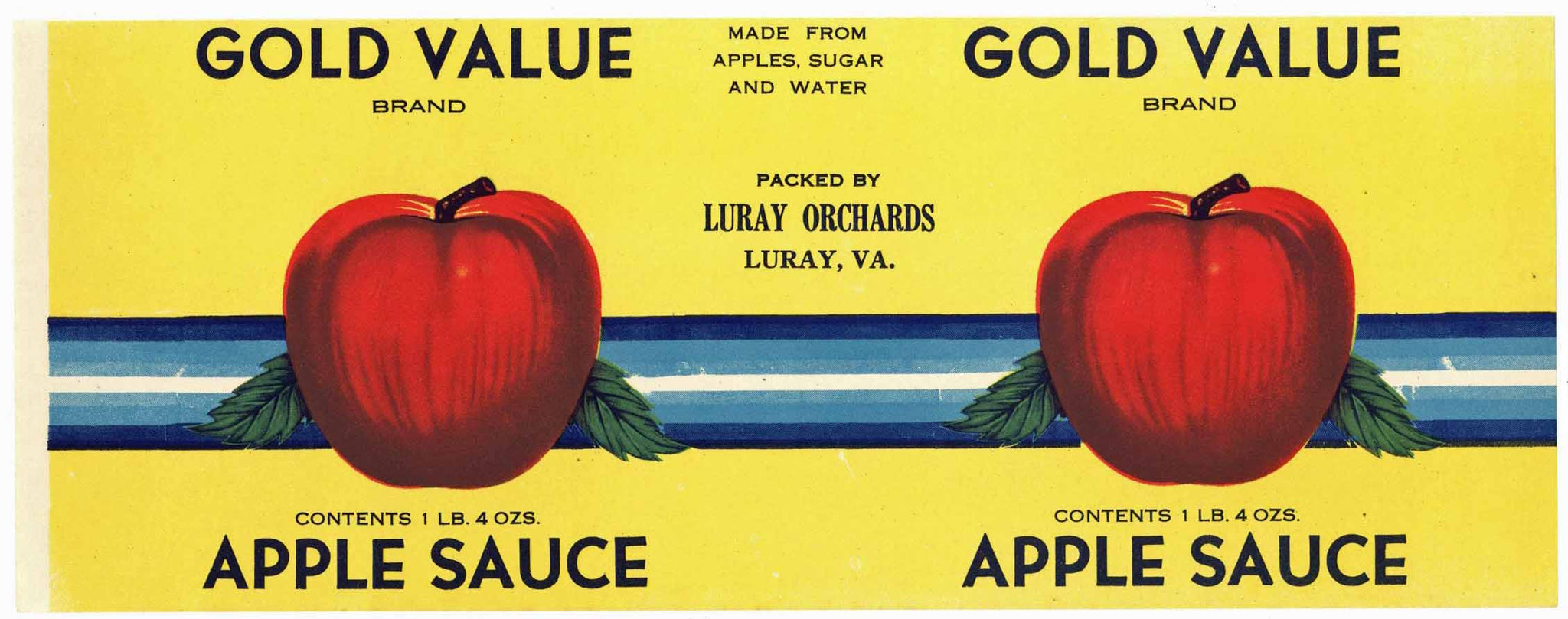 Gold Value Brand Vintage Luray Virginia Can Label
