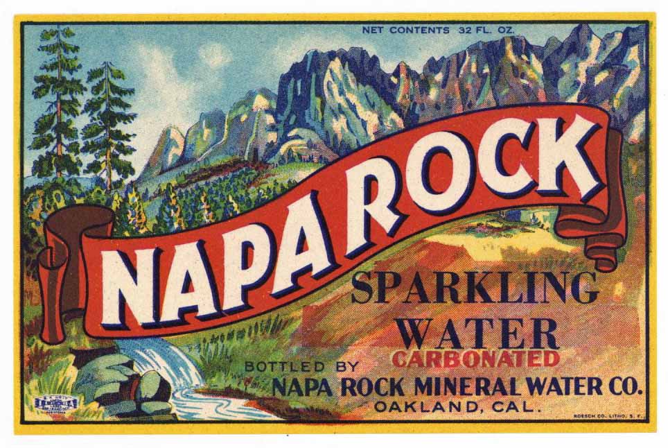 Napa Rock Brand Vintage Oakland California Sparkling Water Bottle Label