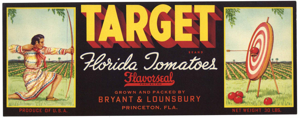 Target Brand Vintage Princeton Florida Tomato Crate Label