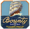 Bounty Brand Vintage Jacksonville Florida Citrus Crate Label