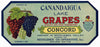 Canandaigua Lake Grapes Vintage New York Grape Crate Label, Middlesex