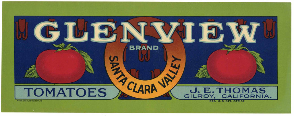 Glenview Brand Vintage Santa Clara Valley Tomato Crate Label