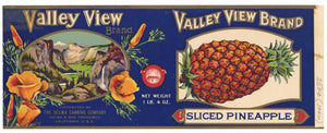Valley View Brand Vintage Pineapple Can Label