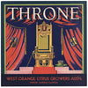 Throne Brand Vintage Winter Garden Florida Citrus Crate Label