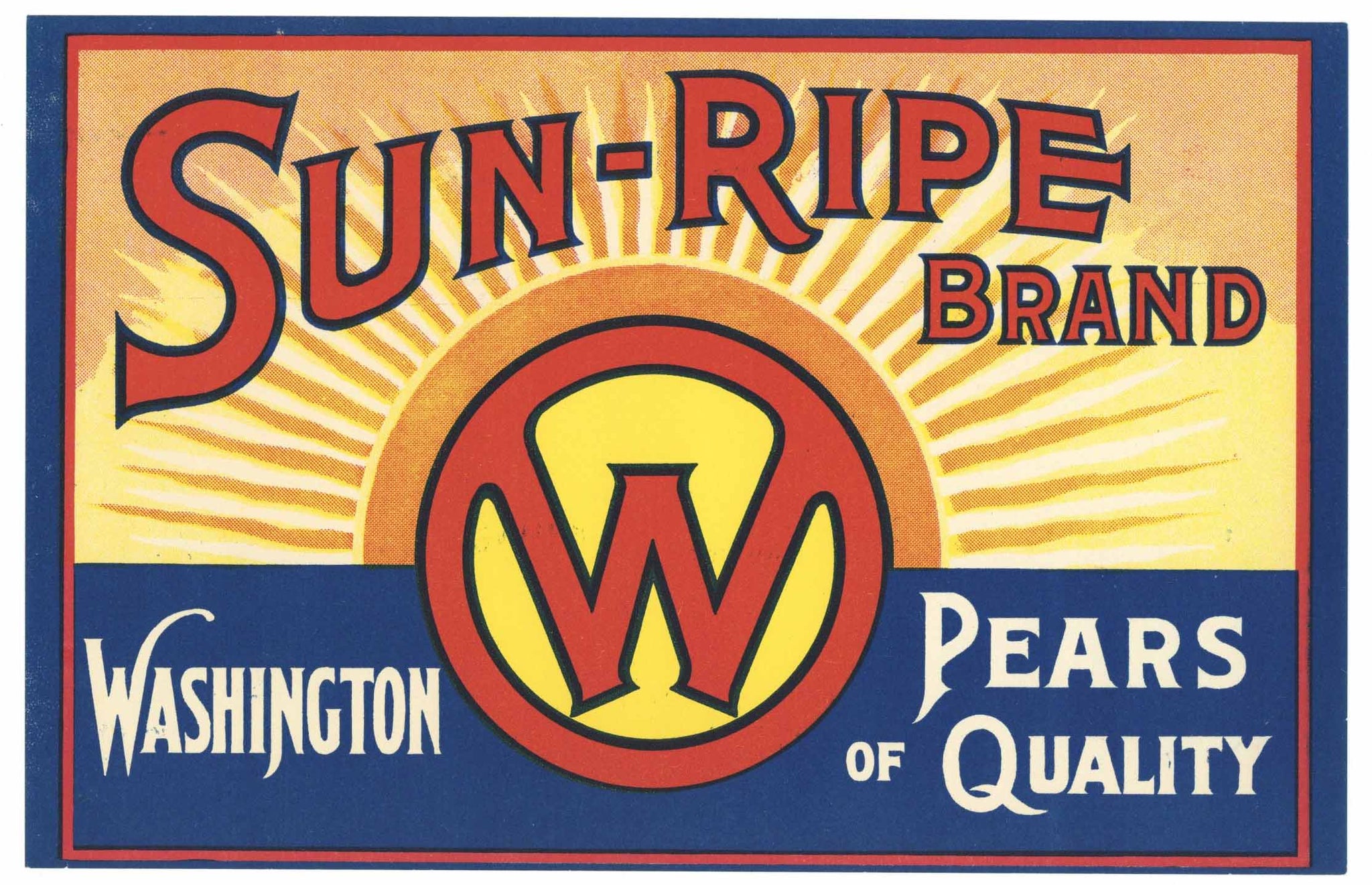 Sun-Ripe Brand Vintage Washington Pear Crate Label