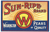 Sun-Ripe Brand Vintage Washington Pear Crate Label