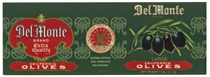 Del Monte Brand Vintage Olive Can Label, 1910s