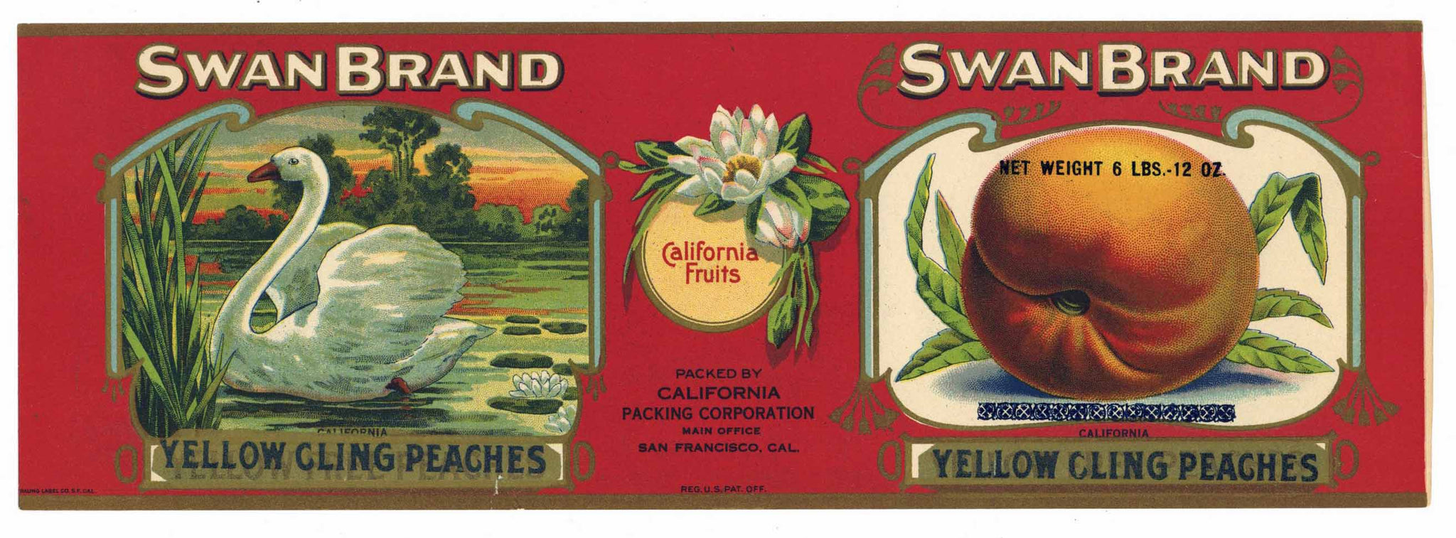 Swan Brand Vintage Peach Can Label