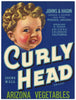 Curly Head Brand Vintage Phoenix Arizona Vegetable Crate Label