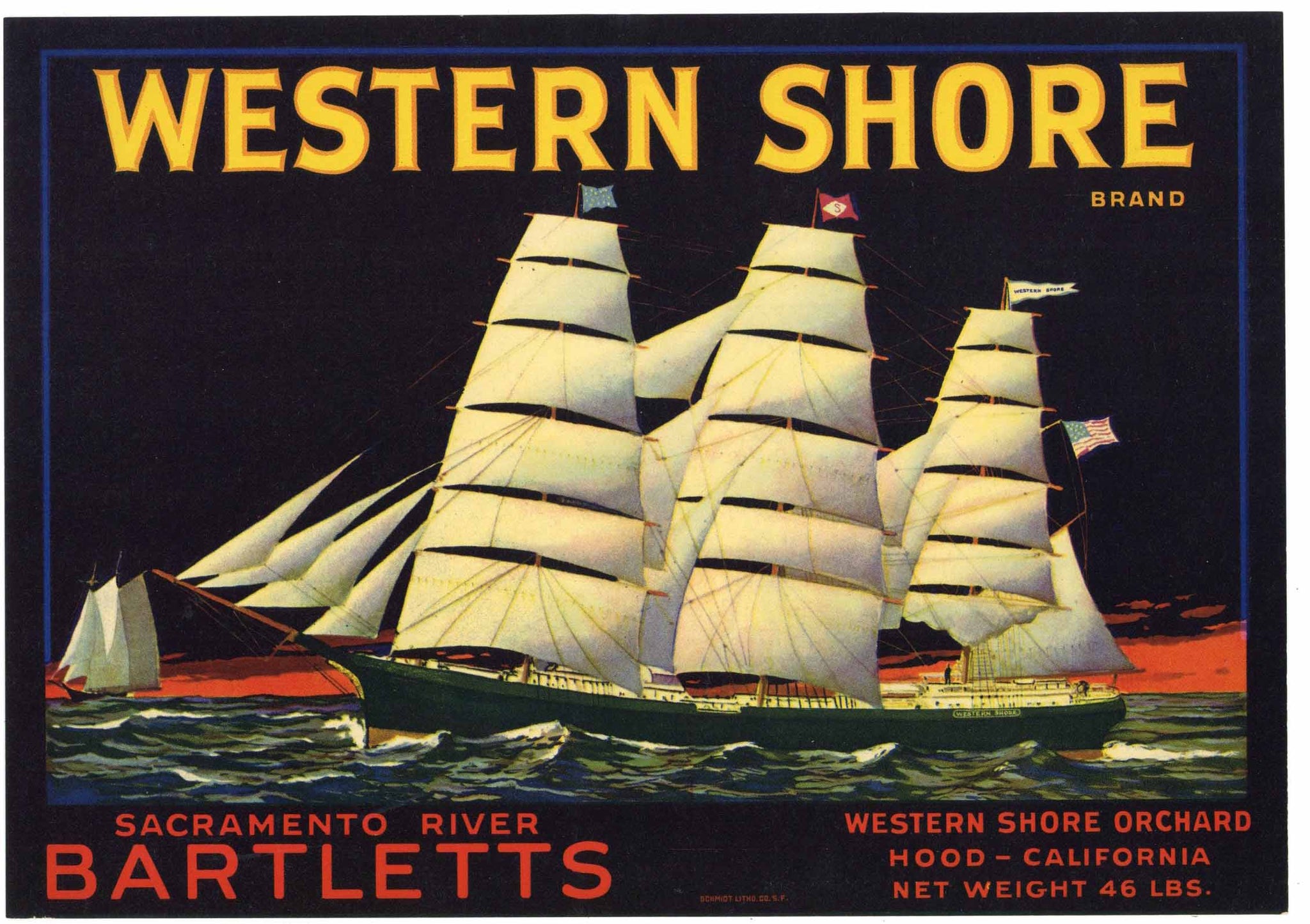 Western Shore Brand Vintage Sacramento Delta Pear Crate Label